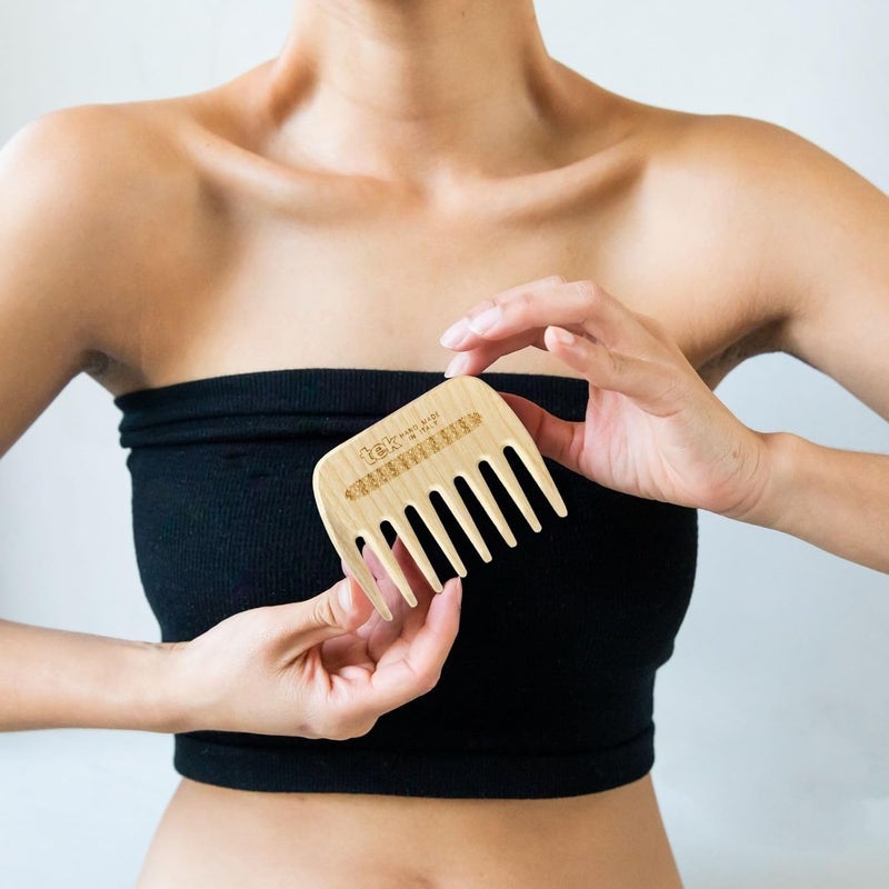 TEK Handmade Ash Wood Afro Hair Comb - Ideal for Curly and Wavy Hair - Image 4